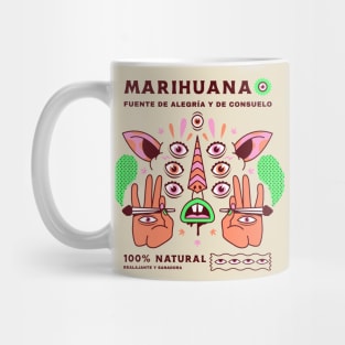 psychedelic trippy stoner colorful 420 mary jane yerba weed Mug